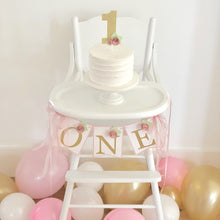 Load image into Gallery viewer, "One" High Chair Banner with Blush Pink Flowers