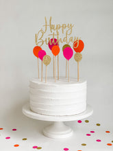 Load image into Gallery viewer, Gold Glitter Script Happy Birthday Balloon Cake Topper Set