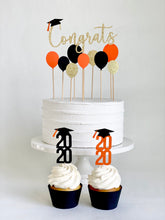 Load image into Gallery viewer, Congrats Graduation Cake Topper with Balloons - Choose balloon colors