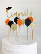 Load image into Gallery viewer, Congrats Graduation Cake Topper with Balloons - Choose balloon colors