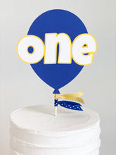 Load image into Gallery viewer, "One" Balloon Cake Topper - blue and yellow