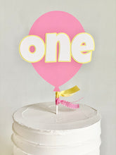Load image into Gallery viewer, "One" Balloon Cake Topper - pink and yellow