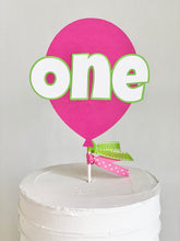 Load image into Gallery viewer, "One" Balloon Cake Topper - pink and green