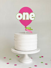 Load image into Gallery viewer, "One" Balloon Cake Topper - pink and green