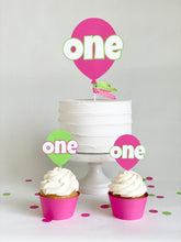 Load image into Gallery viewer, "One" Balloon Cake Topper - pink and green