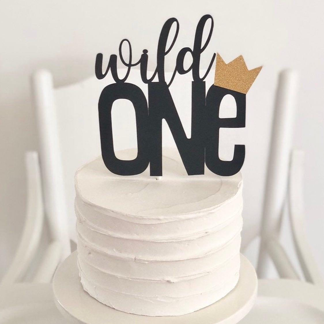 Wild One Cake Topper, First Birthday cake topper, Crown Cake topper, Jungle  Animal Theme Party Decor, Woodlands Theme Party Decor