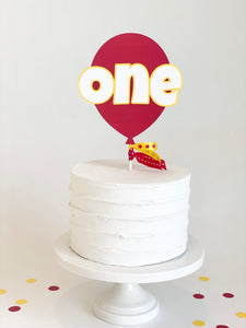 "One" Balloon Cake Topper - red and yellow